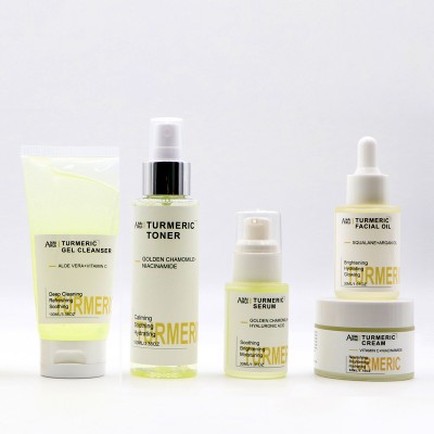 Hot Selling Anti-Acne Brighten  Face Cream Face Serum Organic Turmeric Skin Care Set