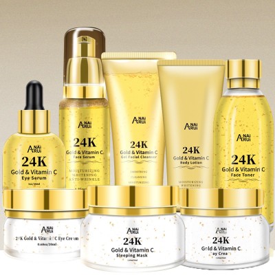 Private Label SkinCare Gift Set Skin Care Set 24k gold Cleanser Cosmetic Face Toner SkinCare