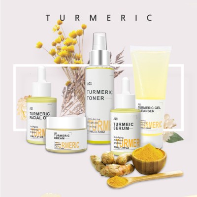 organic skin care set anti acne whitening fresh turmeric root cream face care private label skin care